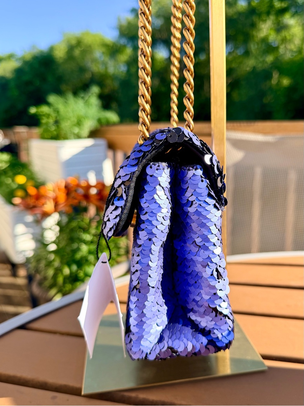Kurt Geiger London Sequin Mini Brixton Crossbody in Periwinkle/Purple w Dustbag - Picture 3 of 11